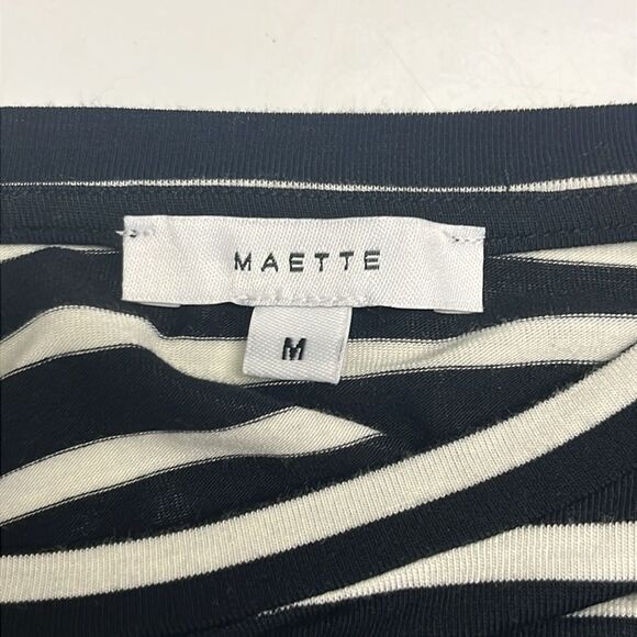 Maette by Stella & Dot Black White Striped Pullover Long Bell Sleeves- Medium - Picture 9 of 12